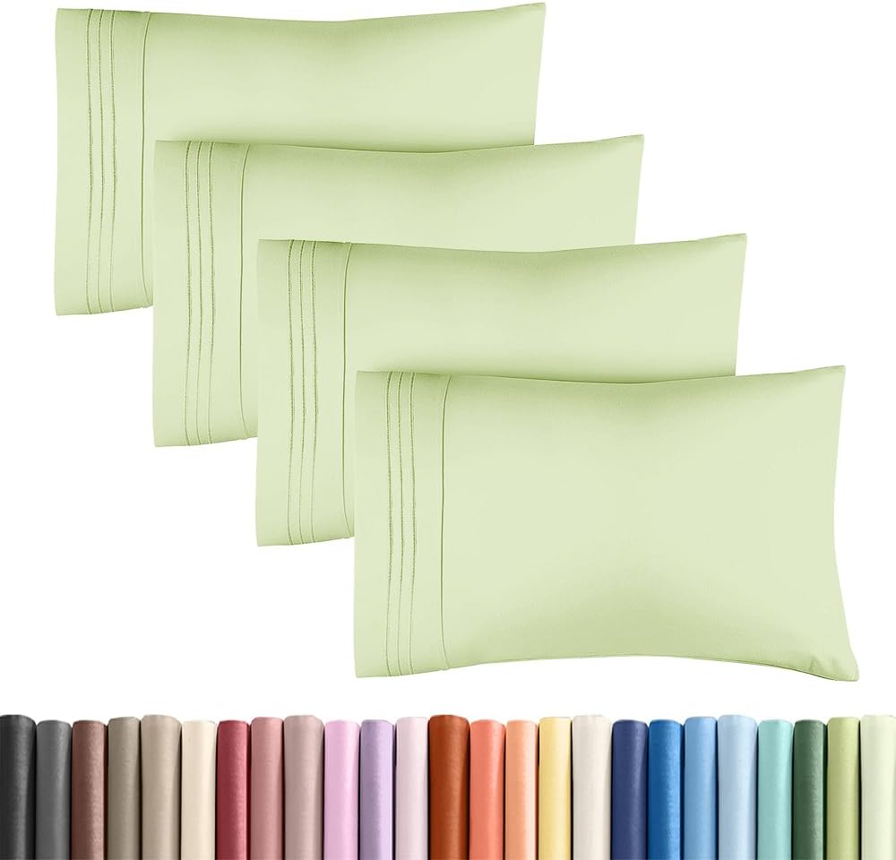 Queen Pillow Cases Set of 4 - Ultra Soft Cozy Pillowcase Covers - Charcoal