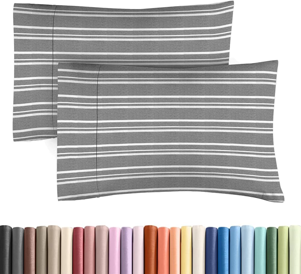 Queen Pillow Cases Set of 4 - Ultra Soft Cozy Pillowcase Covers - Charcoal