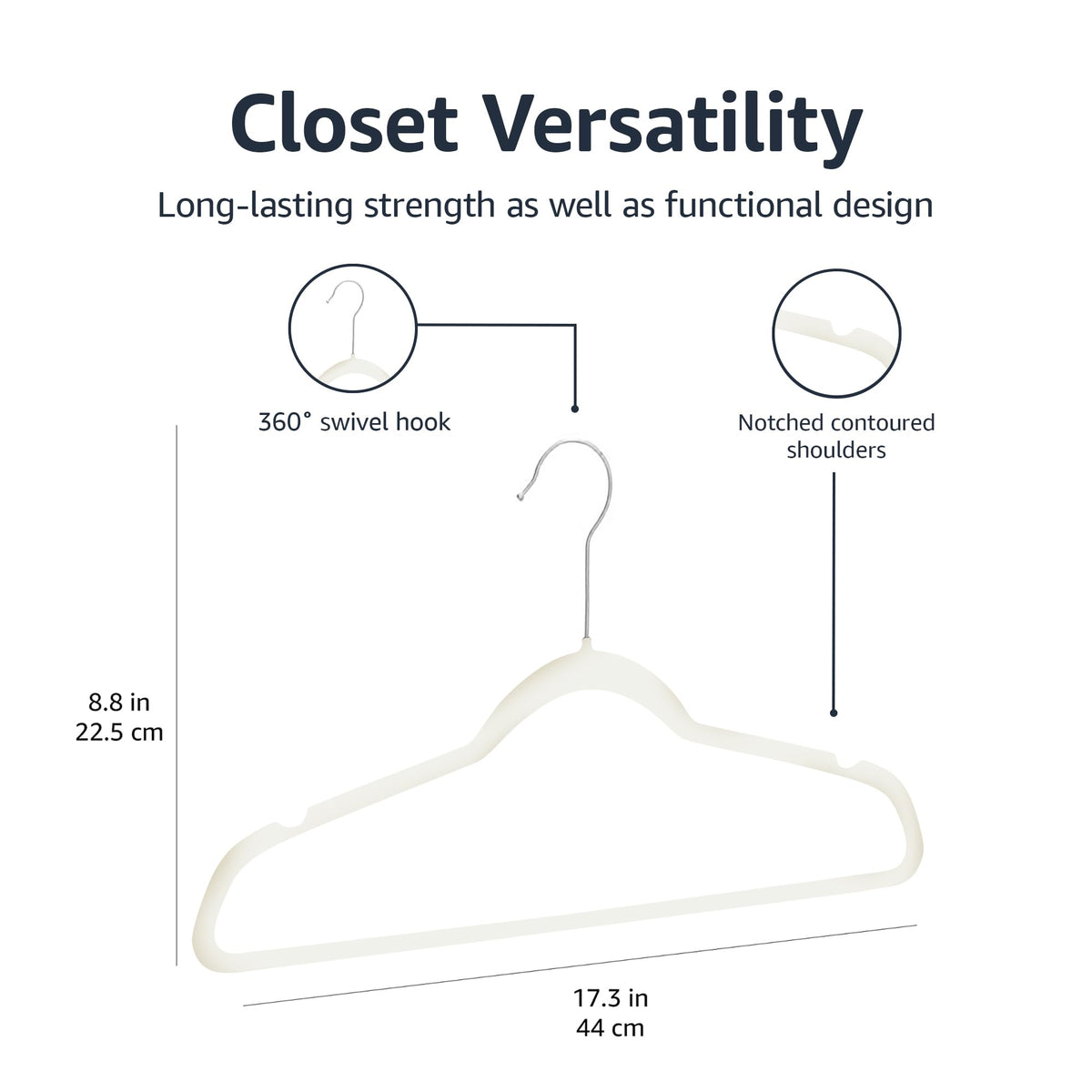 Amazon Basics Slim Velvet Non-Slip Space Saving Suit Clothes Hangers, Closet Organizer, Black, 50-Pack