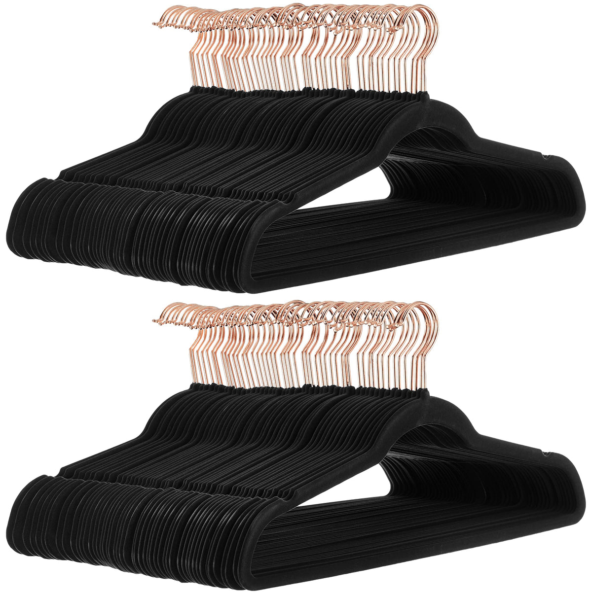 Amazon Basics Slim Velvet Non-Slip Space Saving Suit Clothes Hangers, Closet Organizer, Black, 50-Pack