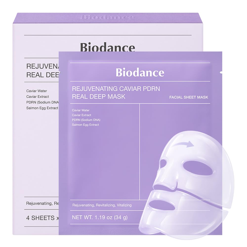 BIODANCE Bio-Collagen Real Deep Mask, Hydrating Overnight Hydrogel Face Mask, Pore Minimizing, Elasticity, Plumping, Travel Essentials &amp; Self Care Gifts for Women, Korean Skin Care | 1.19oz(34g) x 4ea