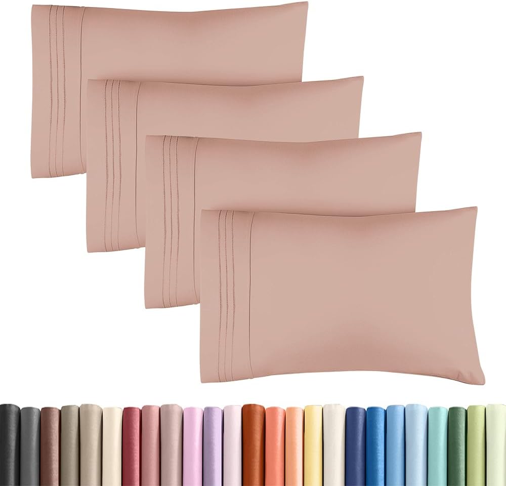 Queen Pillow Cases Set of 4 - Ultra Soft Cozy Pillowcase Covers - Charcoal