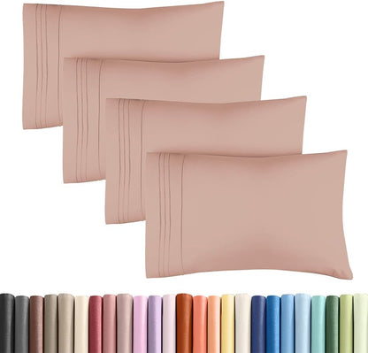Queen Pillow Cases Set of 4 - Ultra Soft Cozy Pillowcase Covers - Charcoal