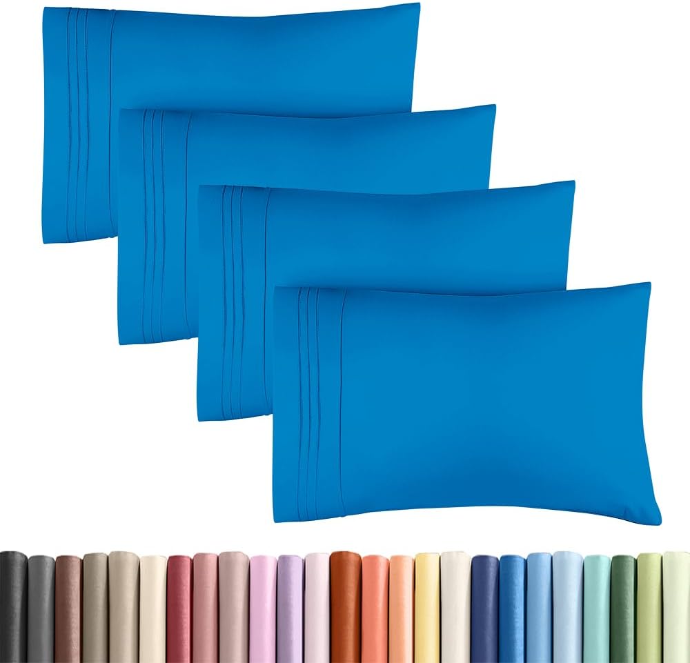 Queen Pillow Cases Set of 4 - Ultra Soft Cozy Pillowcase Covers - Charcoal
