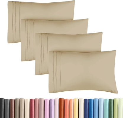 Queen Pillow Cases Set of 4 - Ultra Soft Cozy Pillowcase Covers - Charcoal