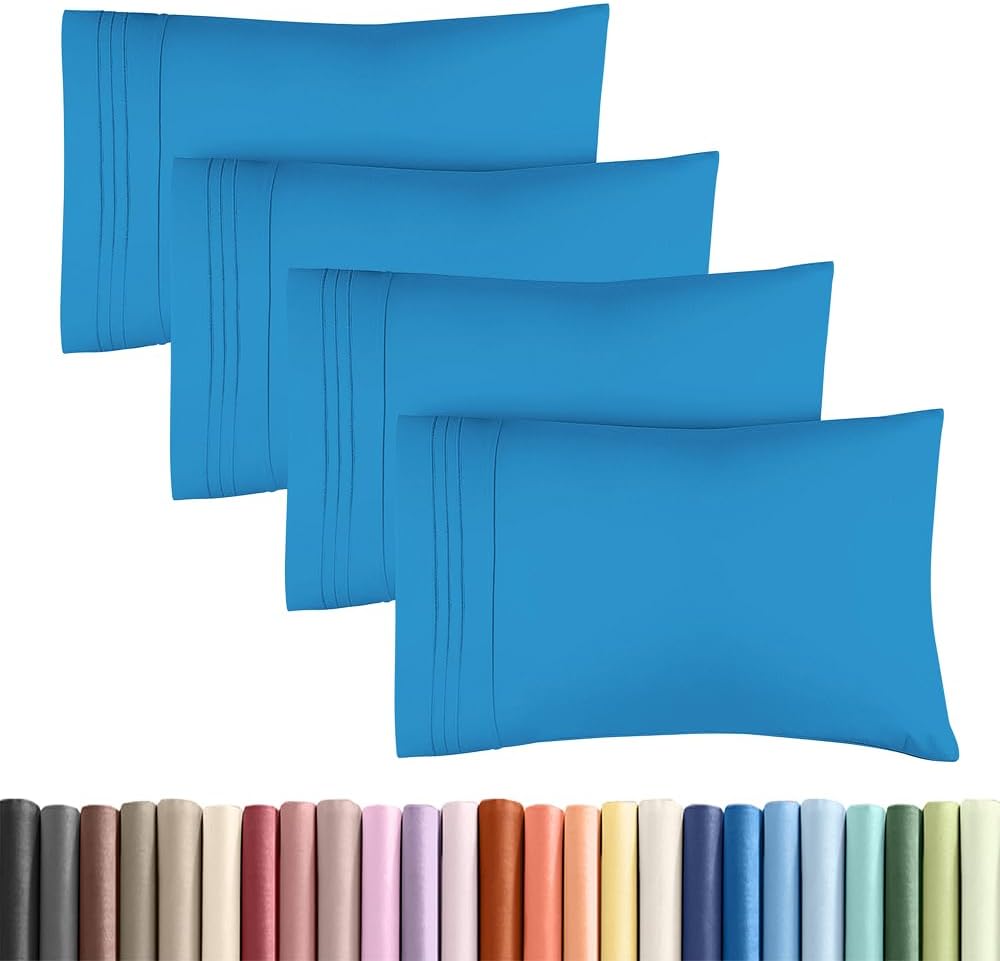 Queen Pillow Cases Set of 4 - Ultra Soft Cozy Pillowcase Covers - Charcoal