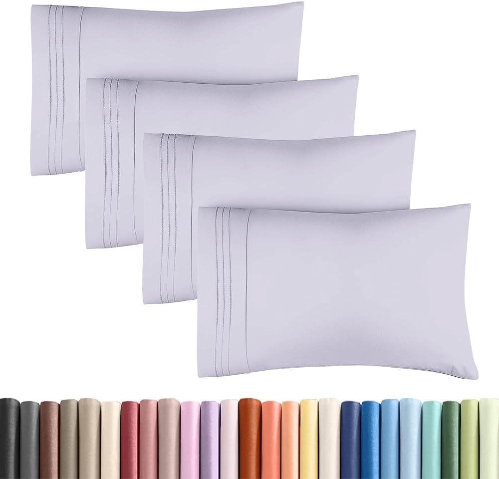 Queen Pillow Cases Set of 4 - Ultra Soft Cozy Pillowcase Covers - Charcoal