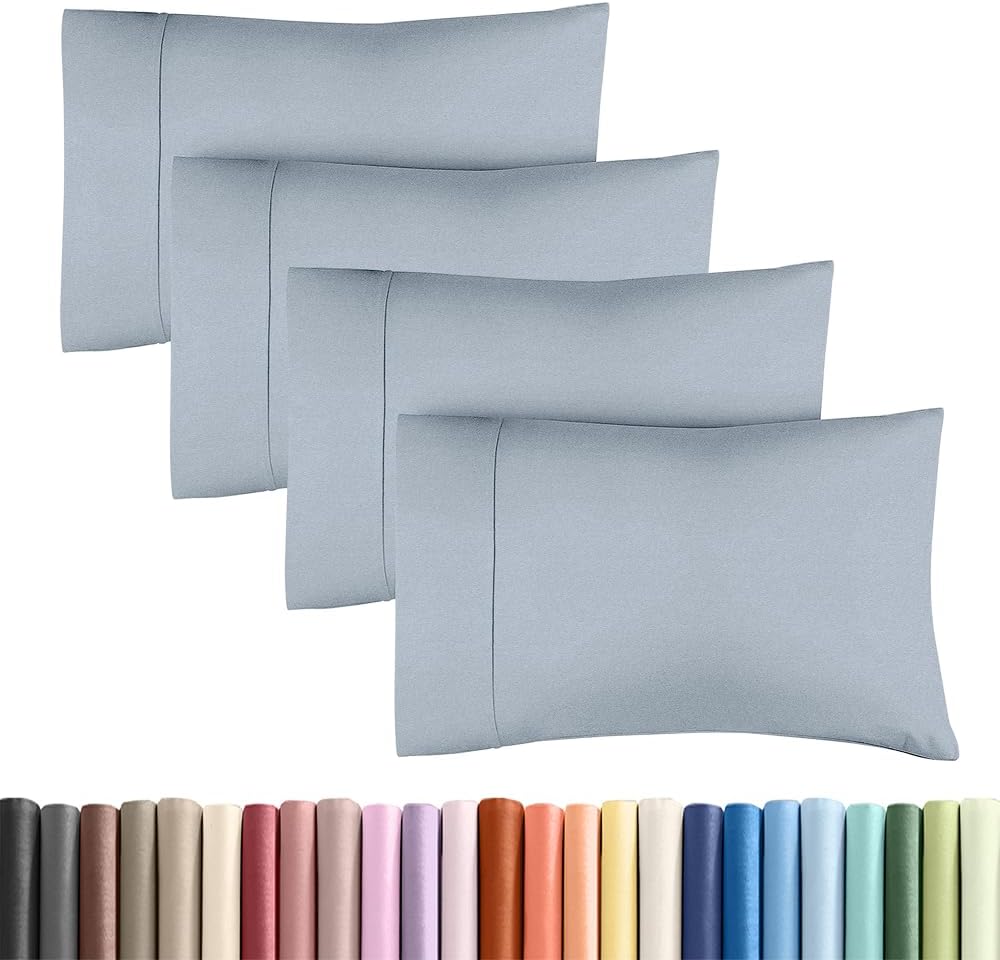 Queen Pillow Cases Set of 4 - Ultra Soft Cozy Pillowcase Covers - Charcoal