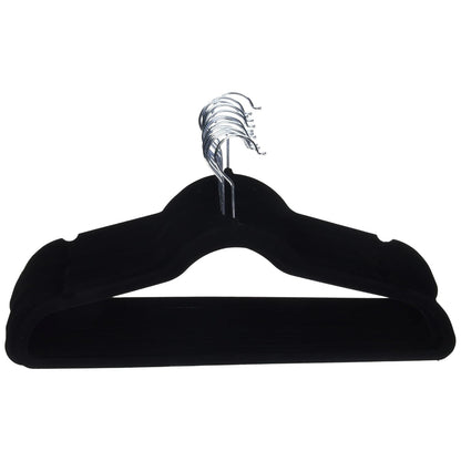Amazon Basics Slim Velvet Non-Slip Space Saving Suit Clothes Hangers, Closet Organizer, Black, 50-Pack