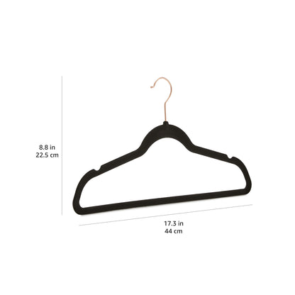 Amazon Basics Slim Velvet Non-Slip Space Saving Suit Clothes Hangers, Closet Organizer, Black, 50-Pack