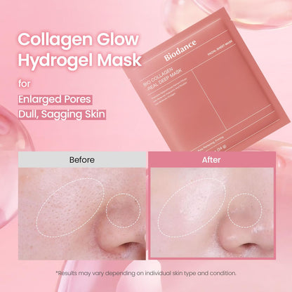 BIODANCE Bio-Collagen Real Deep Mask, Hydrating Overnight Hydrogel Face Mask, Pore Minimizing, Elasticity, Plumping, Travel Essentials &amp; Self Care Gifts for Women, Korean Skin Care | 1.19oz(34g) x 4ea