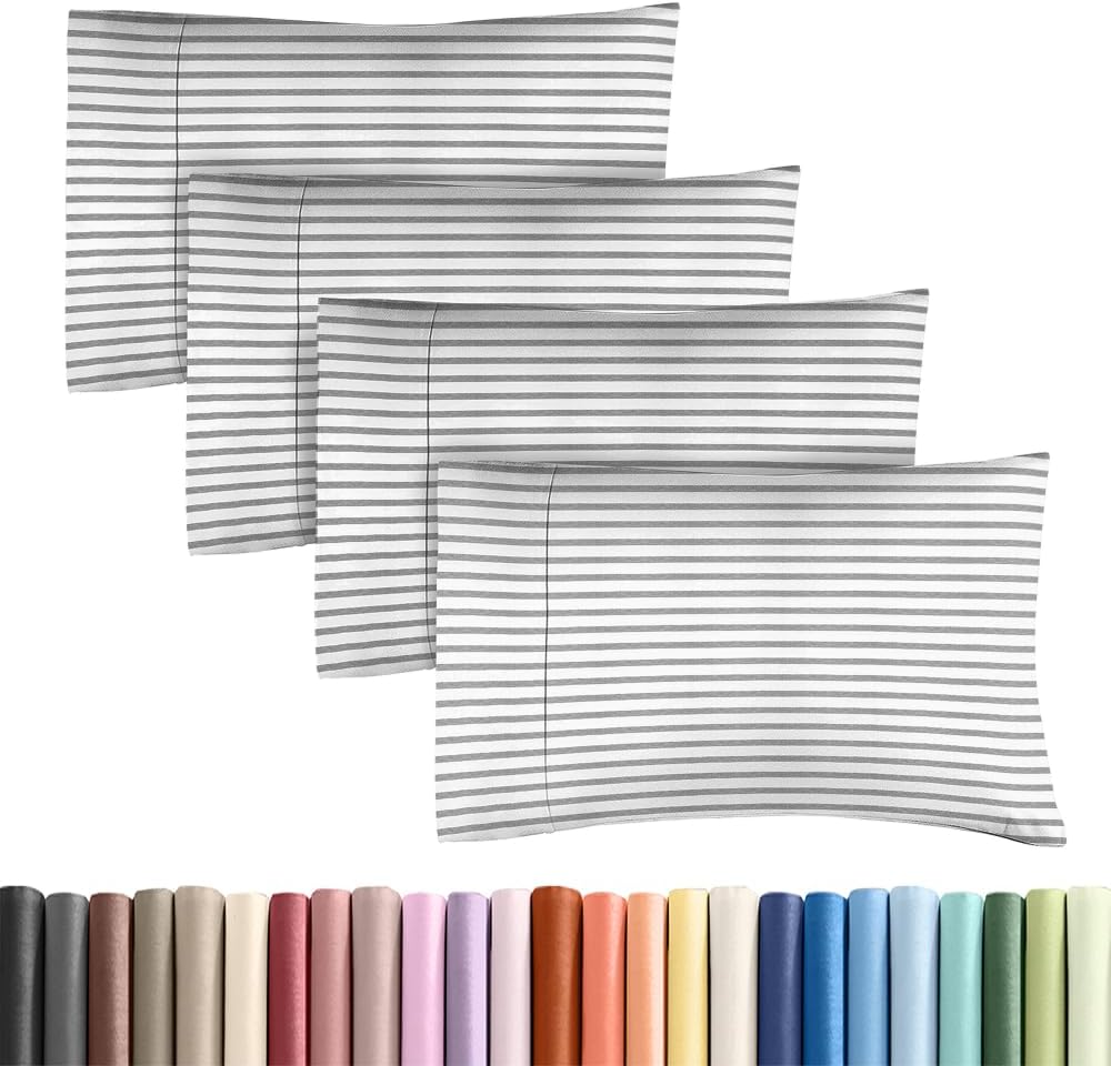Queen Pillow Cases Set of 4 - Ultra Soft Cozy Pillowcase Covers - Charcoal