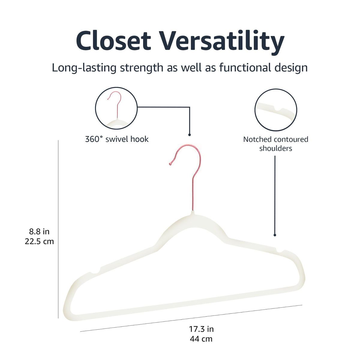 Amazon Basics Slim Velvet Non-Slip Space Saving Suit Clothes Hangers, Closet Organizer, Black, 50-Pack