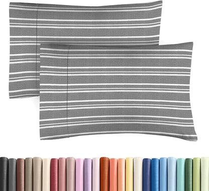 Queen Pillow Cases Set of 4 - Ultra Soft Cozy Pillowcase Covers - Charcoal