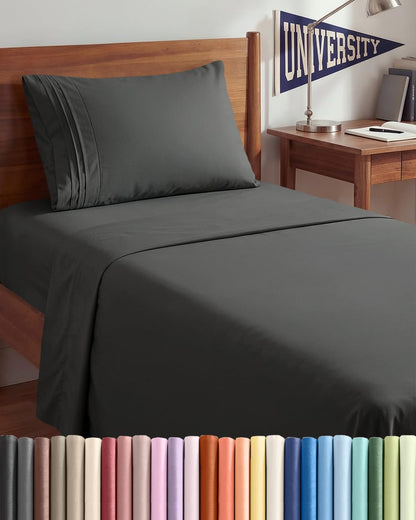 Queen Size 4 Piece Sheet Set - Comfy Breathable &amp; Cooling Sheets - White