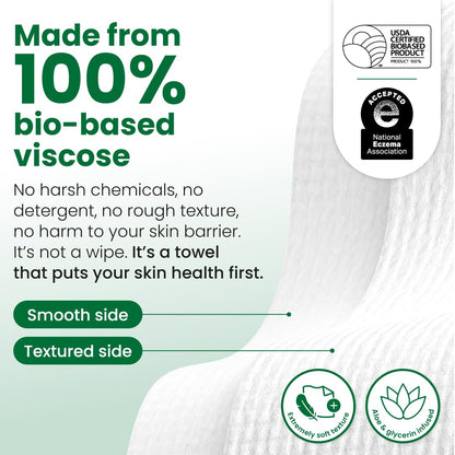 Clean Skin Club Clean Towels XL®, 100% USDA Biobased Face Towel, Disposable Face Towelette, Eczema Association Accepted, Makeup Remover Dry Wipes, Ultra Soft, 1 Pack, 50 Ct
