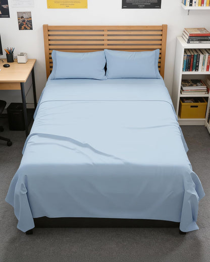 Queen Size 4 Piece Sheet Set - Comfy Breathable &amp; Cooling Sheets - White