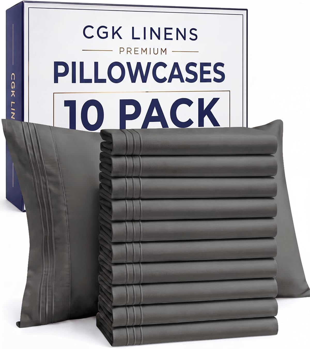 Queen Pillow Cases Set of 4 - Ultra Soft Cozy Pillowcase Covers - Charcoal