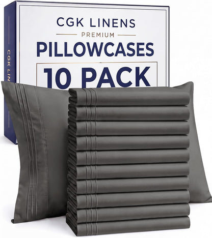 Queen Pillow Cases Set of 4 - Ultra Soft Cozy Pillowcase Covers - Charcoal
