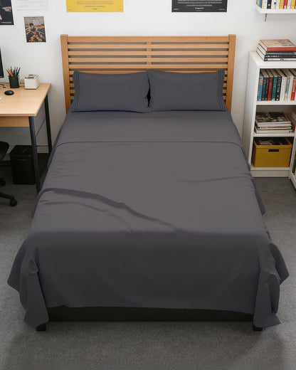 Queen Size 4 Piece Sheet Set - Comfy Breathable &amp; Cooling Sheets - White