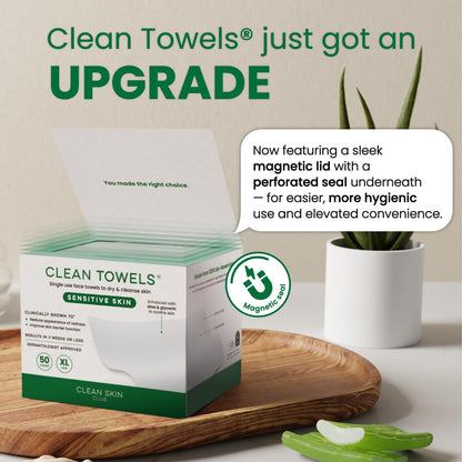 Clean Skin Club Clean Towels XL®, 100% USDA Biobased Face Towel, Disposable Face Towelette, Eczema Association Accepted, Makeup Remover Dry Wipes, Ultra Soft, 1 Pack, 50 Ct