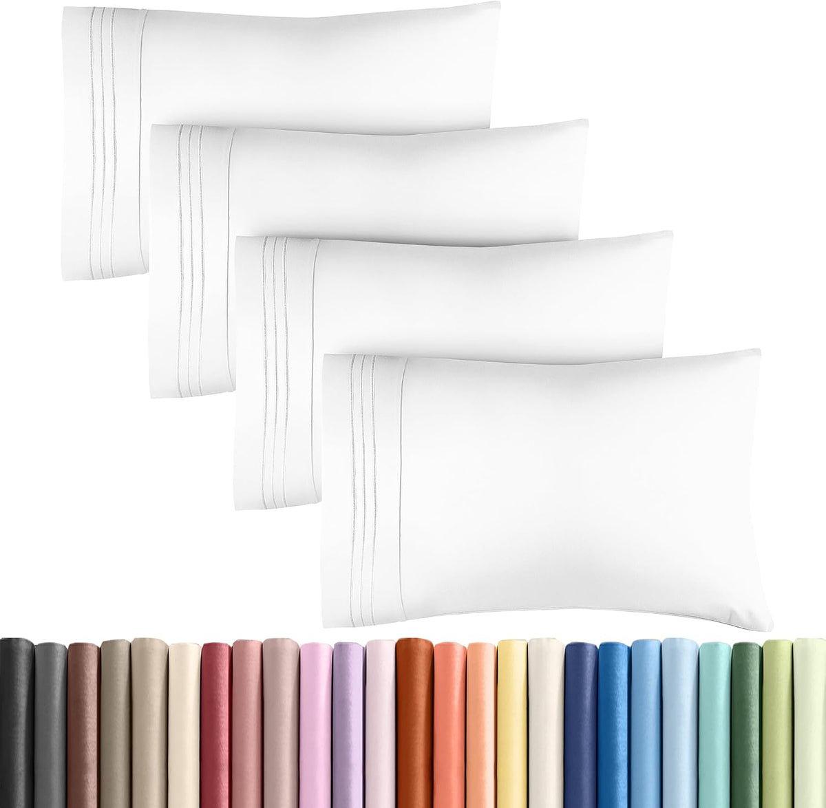 Queen Pillow Cases Set of 4 - Ultra Soft Cozy Pillowcase Covers - Charcoal