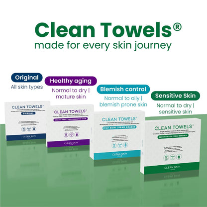 Clean Skin Club Clean Towels XL®, 100% USDA Biobased Face Towel, Disposable Face Towelette, Eczema Association Accepted, Makeup Remover Dry Wipes, Ultra Soft, 1 Pack, 50 Ct