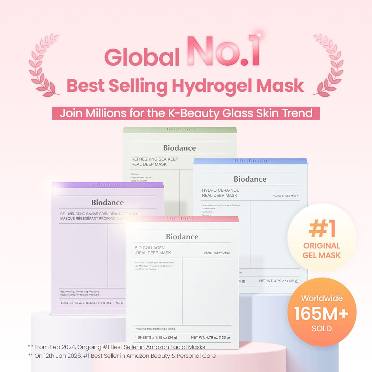 BIODANCE Bio-Collagen Real Deep Mask, Hydrating Overnight Hydrogel Face Mask, Pore Minimizing, Elasticity, Plumping, Travel Essentials &amp; Self Care Gifts for Women, Korean Skin Care | 1.19oz(34g) x 4ea