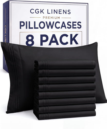 Queen Pillow Cases Set of 4 - Ultra Soft Cozy Pillowcase Covers - Charcoal