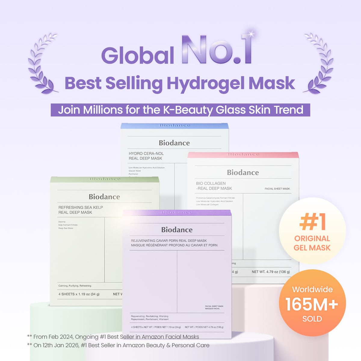 BIODANCE Bio-Collagen Real Deep Mask, Hydrating Overnight Hydrogel Face Mask, Pore Minimizing, Elasticity, Plumping, Travel Essentials &amp; Self Care Gifts for Women, Korean Skin Care | 1.19oz(34g) x 4ea