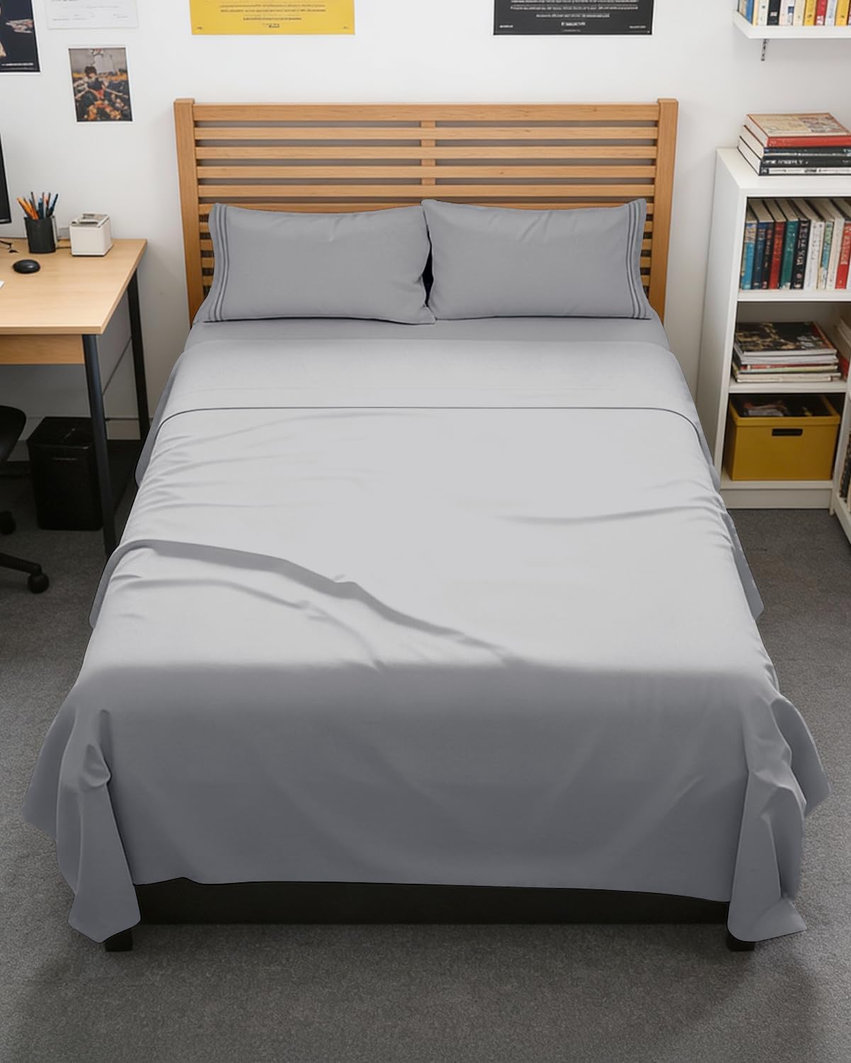 Queen Size 4 Piece Sheet Set - Comfy Breathable &amp; Cooling Sheets - White
