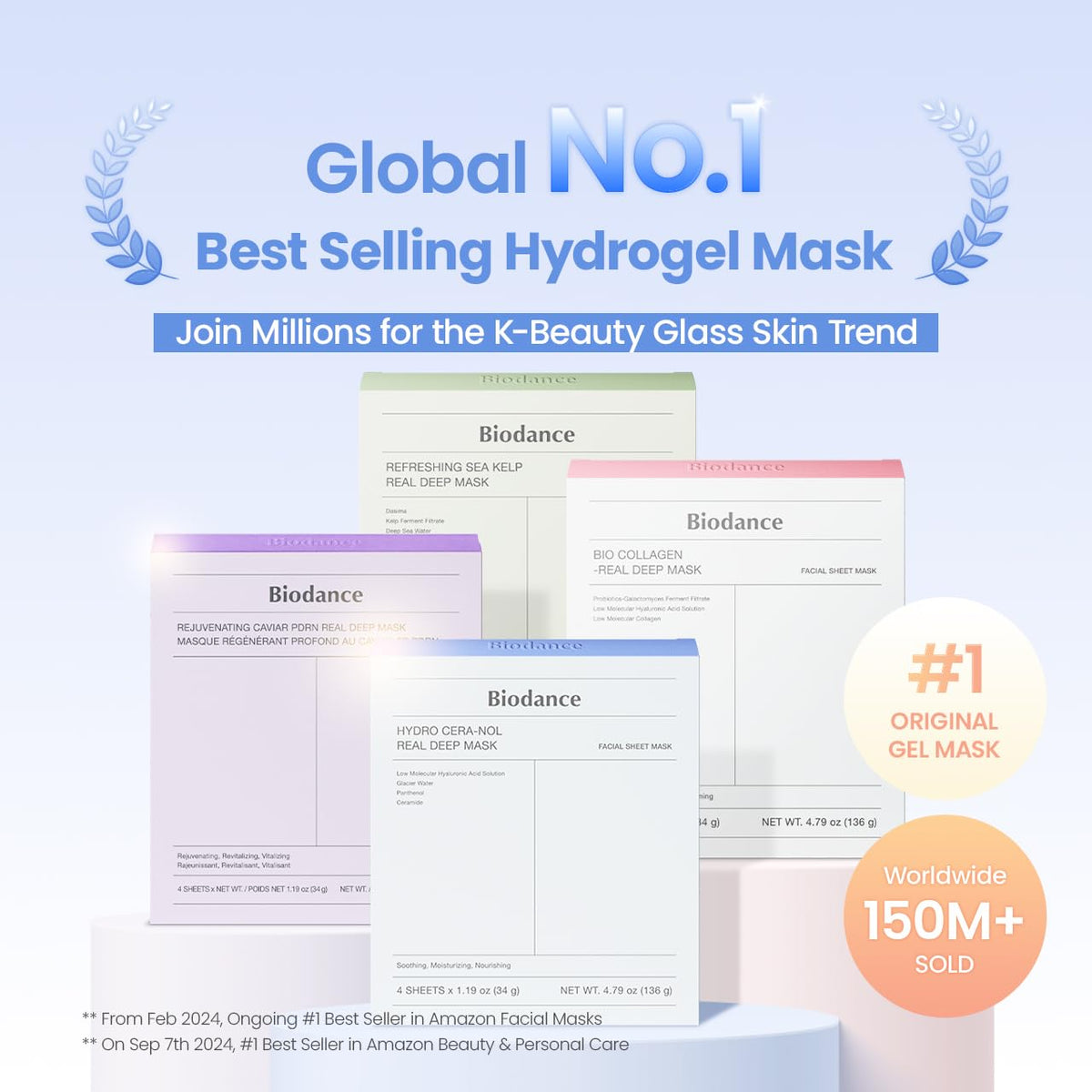 BIODANCE Bio-Collagen Real Deep Mask, Hydrating Overnight Hydrogel Face Mask, Pore Minimizing, Elasticity, Plumping, Travel Essentials &amp; Self Care Gifts for Women, Korean Skin Care | 1.19oz(34g) x 4ea