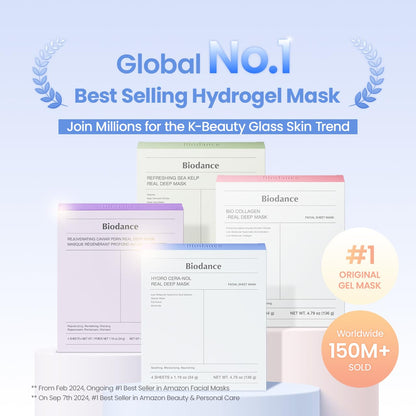 BIODANCE Bio-Collagen Real Deep Mask, Hydrating Overnight Hydrogel Face Mask, Pore Minimizing, Elasticity, Plumping, Travel Essentials &amp; Self Care Gifts for Women, Korean Skin Care | 1.19oz(34g) x 4ea