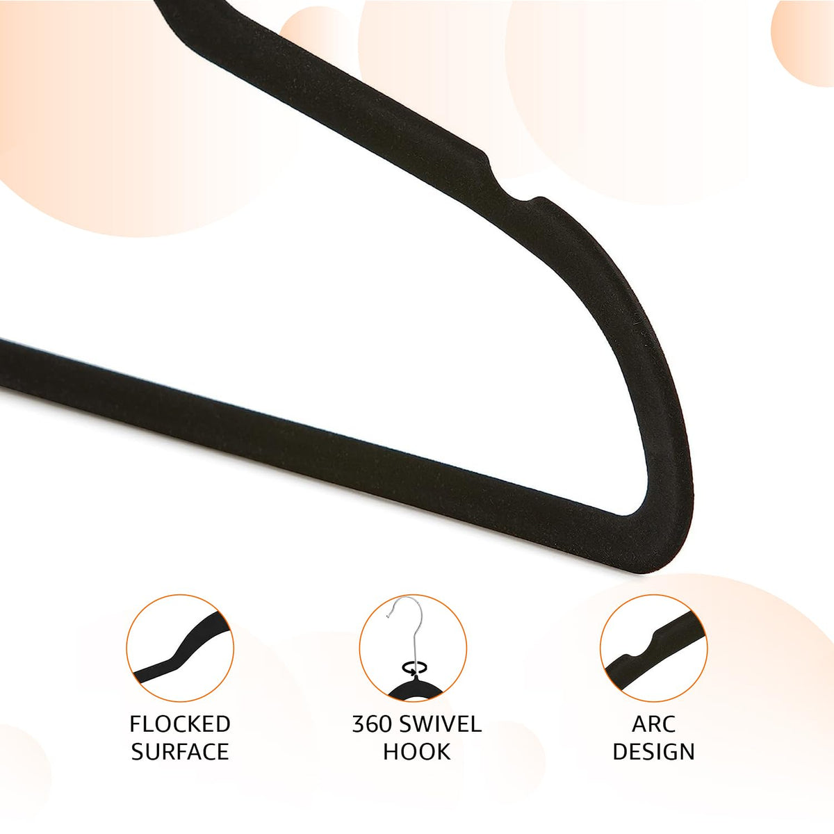 Amazon Basics Slim Velvet Non-Slip Space Saving Suit Clothes Hangers, Closet Organizer, Black, 50-Pack