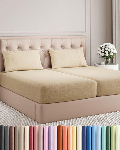 Queen Size 4 Piece Sheet Set - Comfy Breathable &amp; Cooling Sheets - White