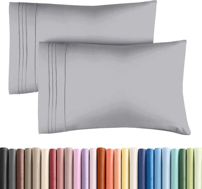 Queen Pillow Cases Set of 4 - Ultra Soft Cozy Pillowcase Covers - Charcoal
