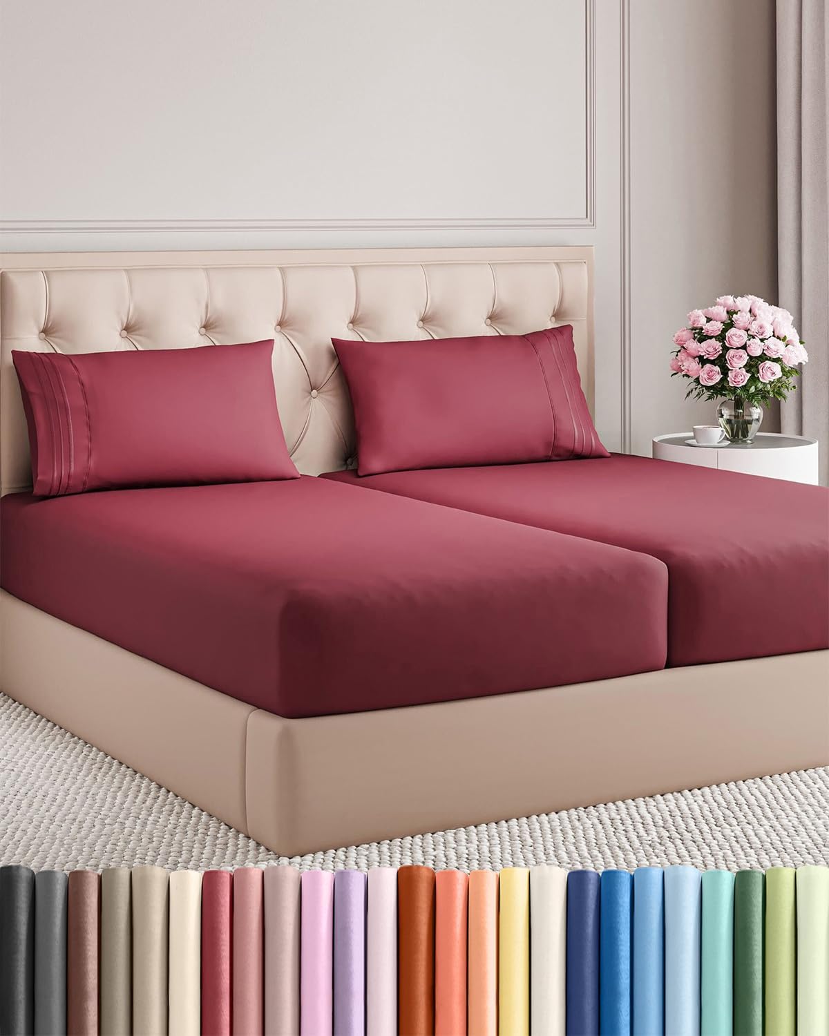 Queen Size 4 Piece Sheet Set - Comfy Breathable &amp; Cooling Sheets - White