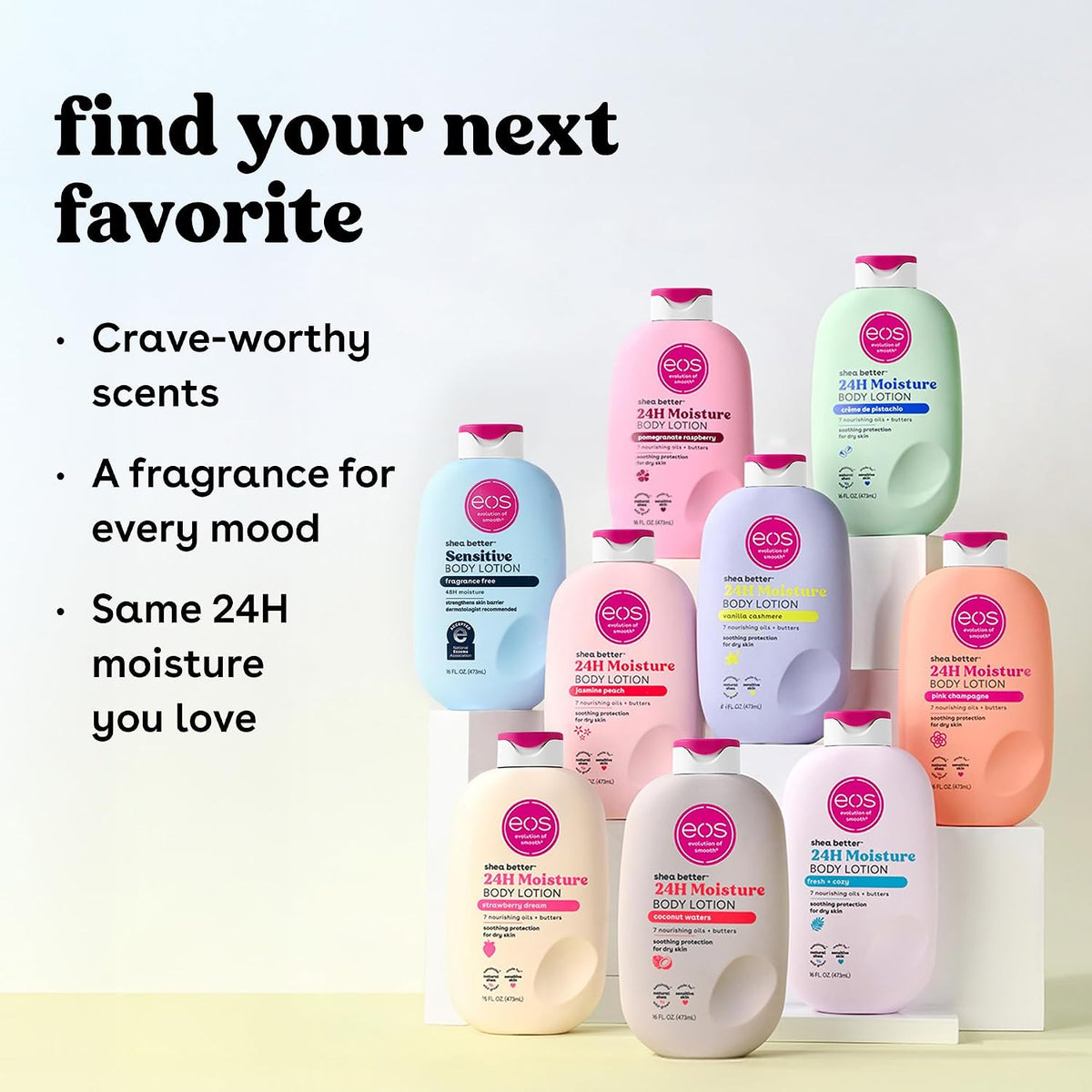 eos Shea Better Body Lotion- Vanilla Cashmere, 24-Hour Moisture, 16 fl oz