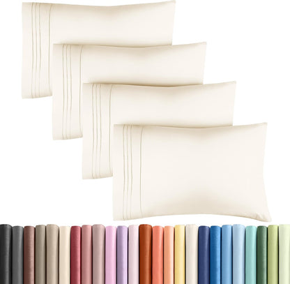 Queen Pillow Cases Set of 4 - Ultra Soft Cozy Pillowcase Covers - Charcoal