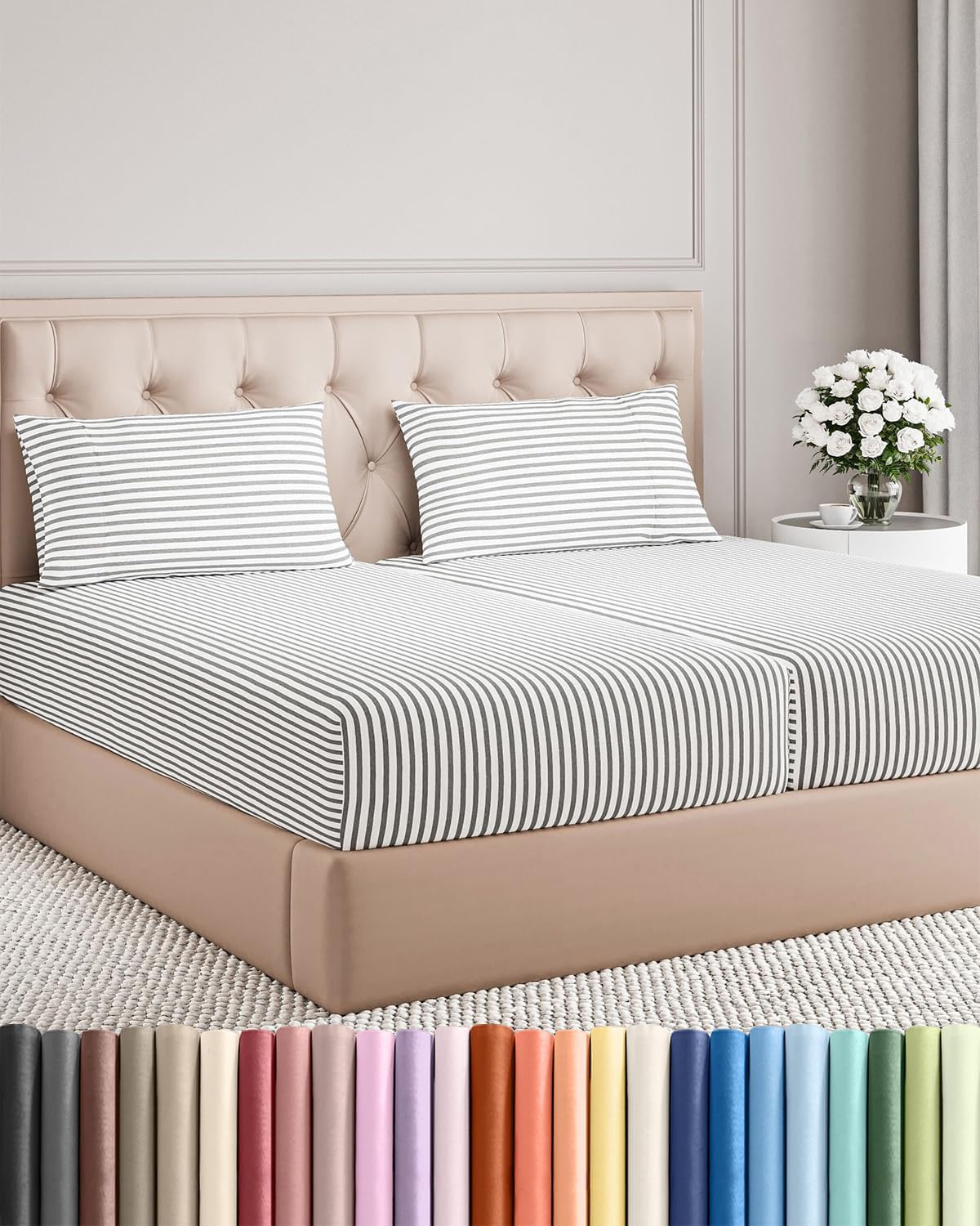 Queen Size 4 Piece Sheet Set - Comfy Breathable &amp; Cooling Sheets - White