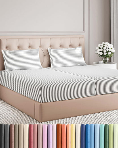 Queen Size 4 Piece Sheet Set - Comfy Breathable &amp; Cooling Sheets - White