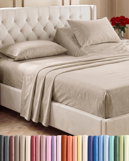Queen Size 4 Piece Sheet Set - Comfy Breathable &amp; Cooling Sheets - White