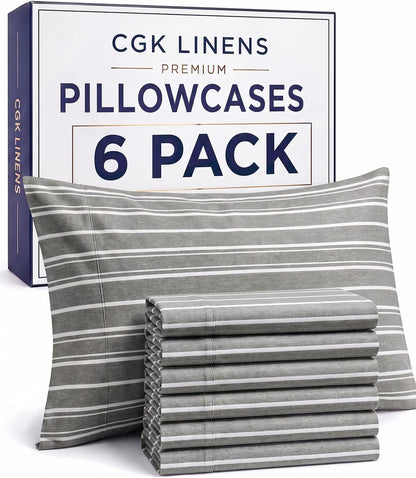 Queen Pillow Cases Set of 4 - Ultra Soft Cozy Pillowcase Covers - Charcoal