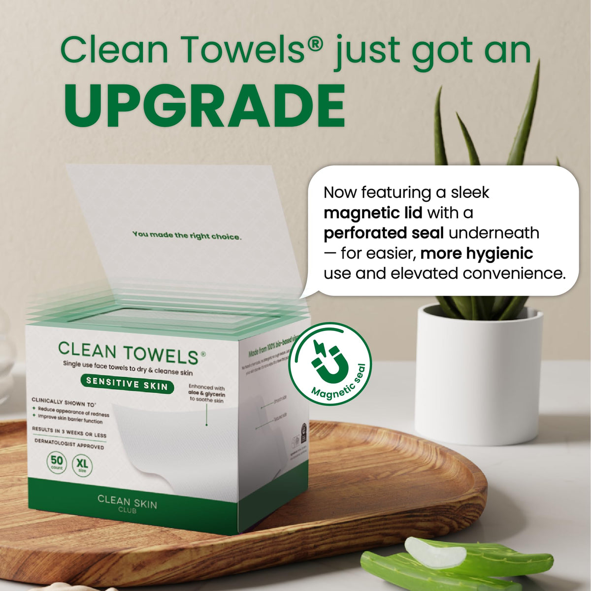 Clean Skin Club Clean Towels XL®, 100% USDA Biobased Face Towel, Disposable Face Towelette, Eczema Association Accepted, Makeup Remover Dry Wipes, Ultra Soft, 1 Pack, 50 Ct