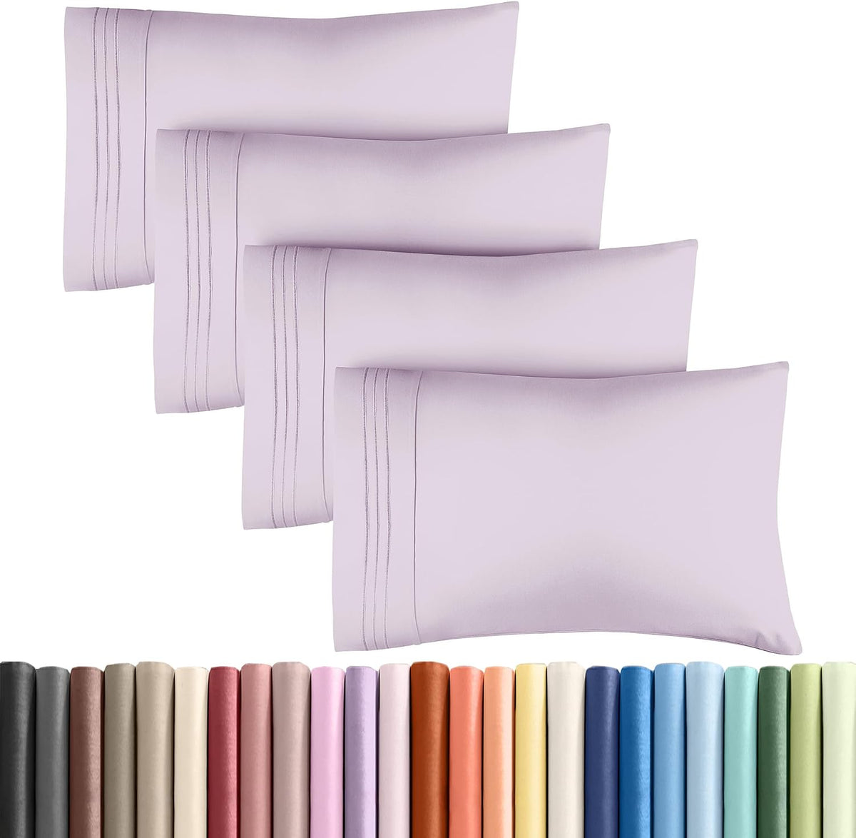 Queen Pillow Cases Set of 4 - Ultra Soft Cozy Pillowcase Covers - Charcoal