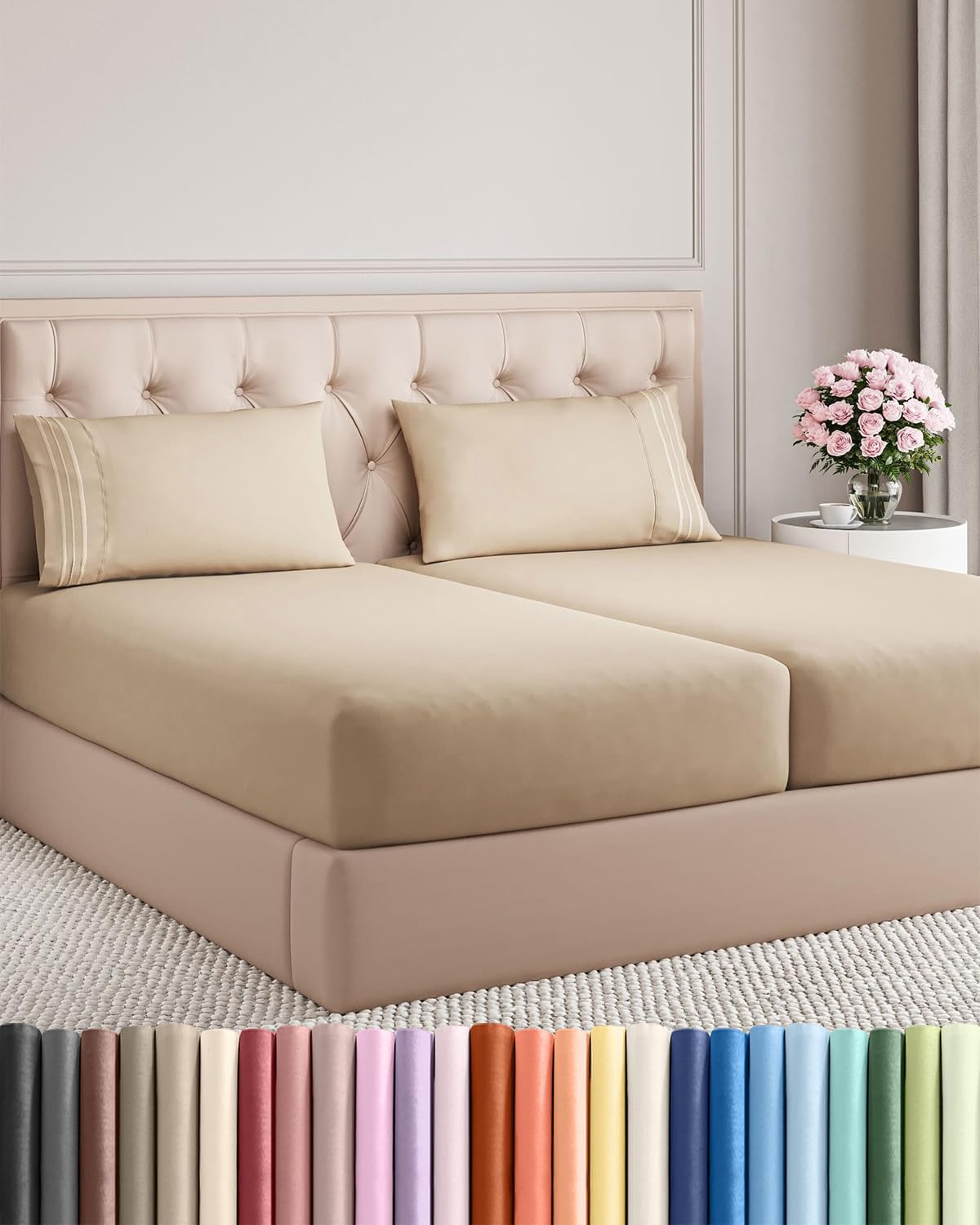 Queen Size 4 Piece Sheet Set - Comfy Breathable &amp; Cooling Sheets - White