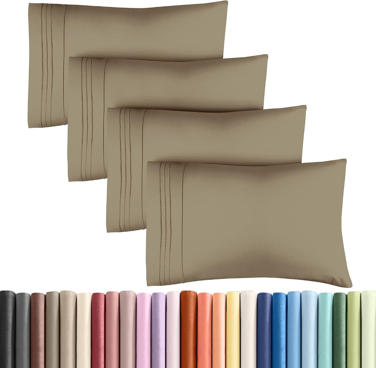 Queen Pillow Cases Set of 4 - Ultra Soft Cozy Pillowcase Covers - Charcoal