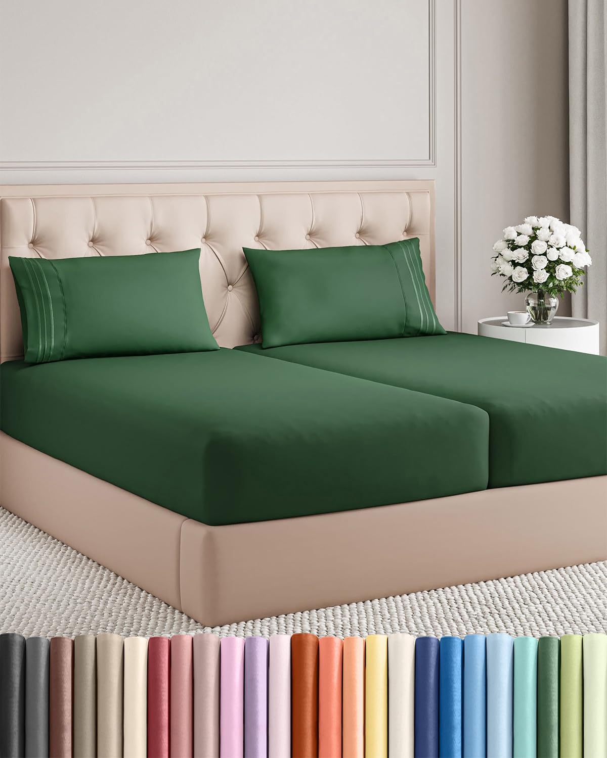 Queen Size 4 Piece Sheet Set - Comfy Breathable &amp; Cooling Sheets - White