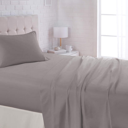 Amazon Basics Lightweight Super Soft Breathable Wrinkle-Resistant Microfiber 4-Piece Bed Sheet Set with 14-Inch Deep Pockets, Queen, Bright White, Solid