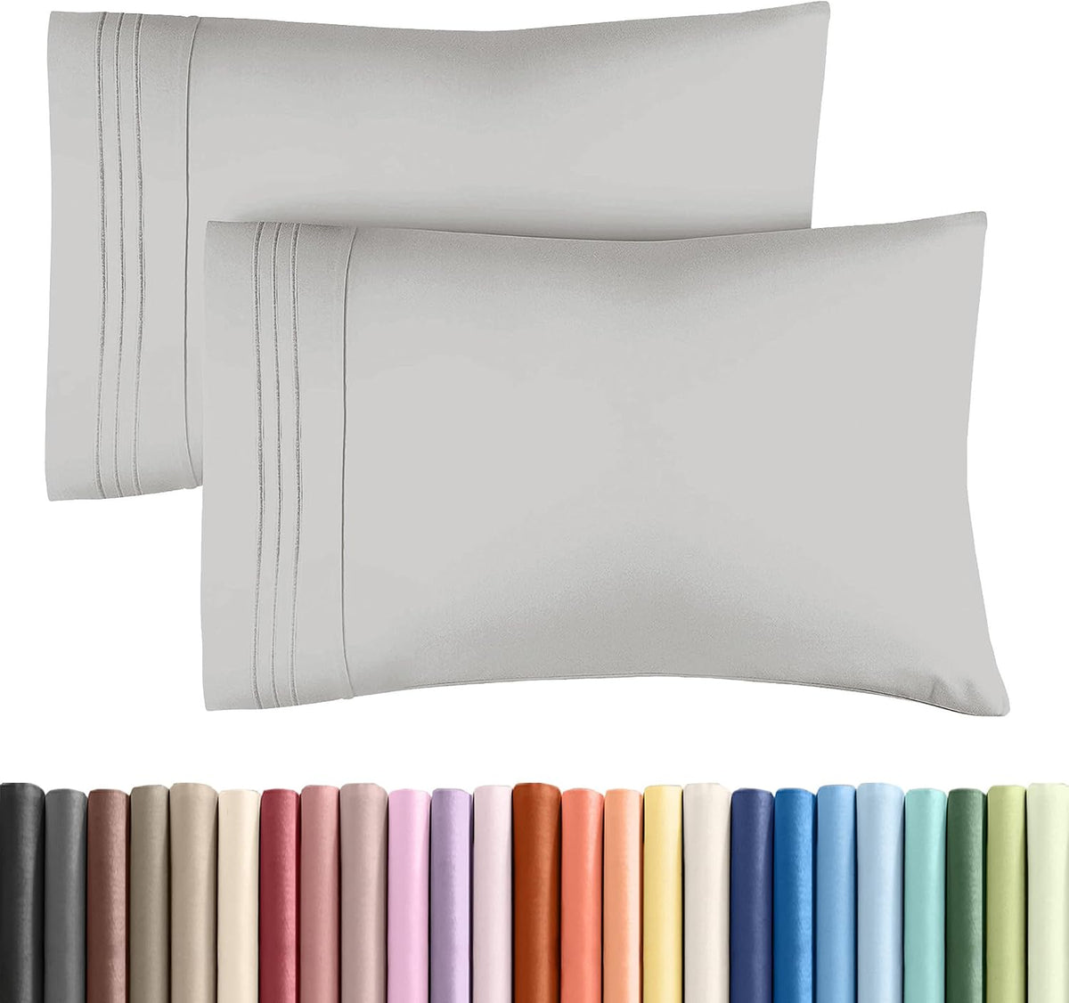 Queen Pillow Cases Set of 4 - Ultra Soft Cozy Pillowcase Covers - Charcoal